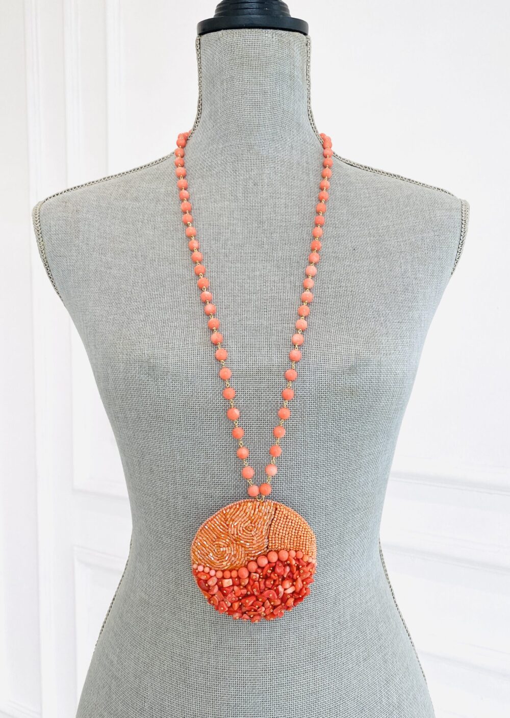 Coral Medallion necklace (no tassel)