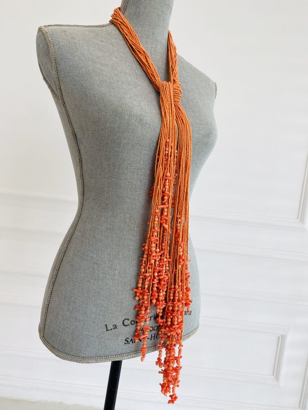 Sand beads/Coral Tie necklace - Image 2