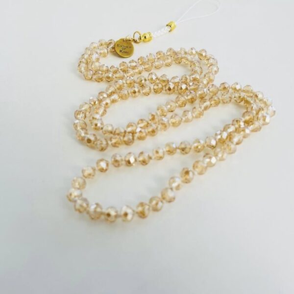 Czech glass crystal phone strap brown/gold