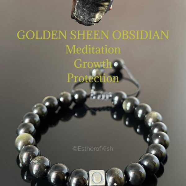 Golden sheen Obsidian men’s bracelet