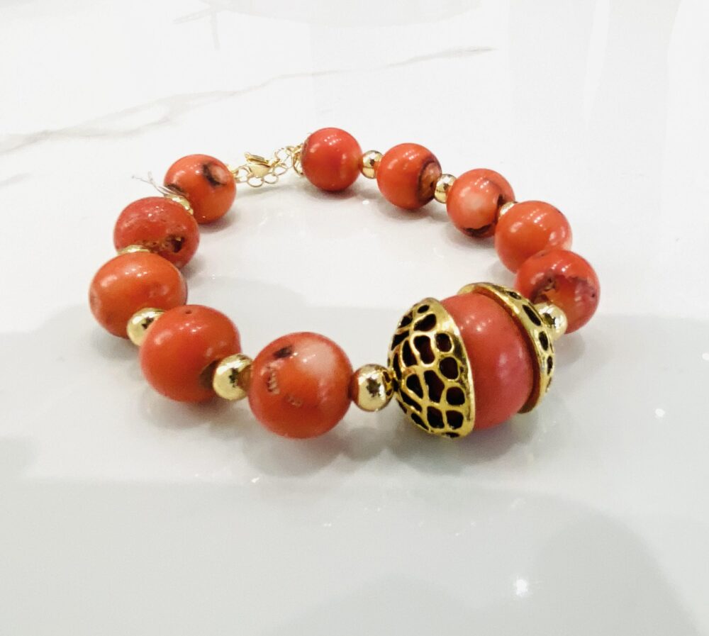 Multi layer capped round coral set- 3 layers - Image 5