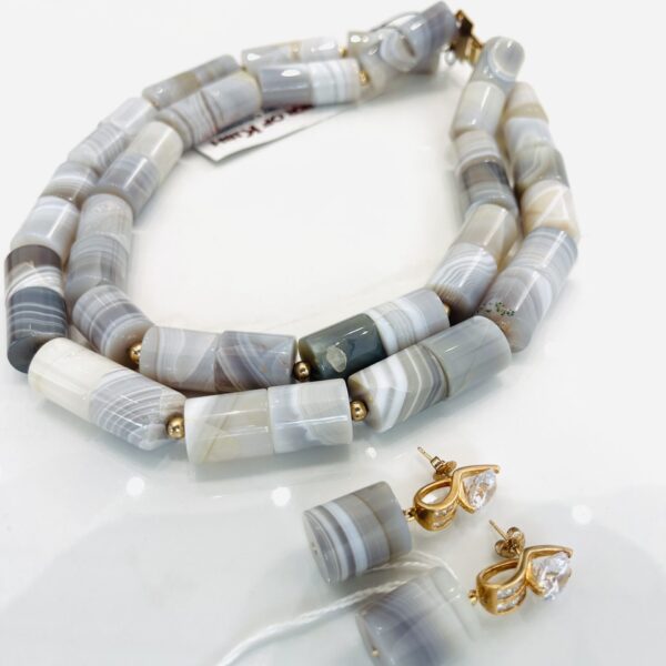 Layered tube agate set- grey
