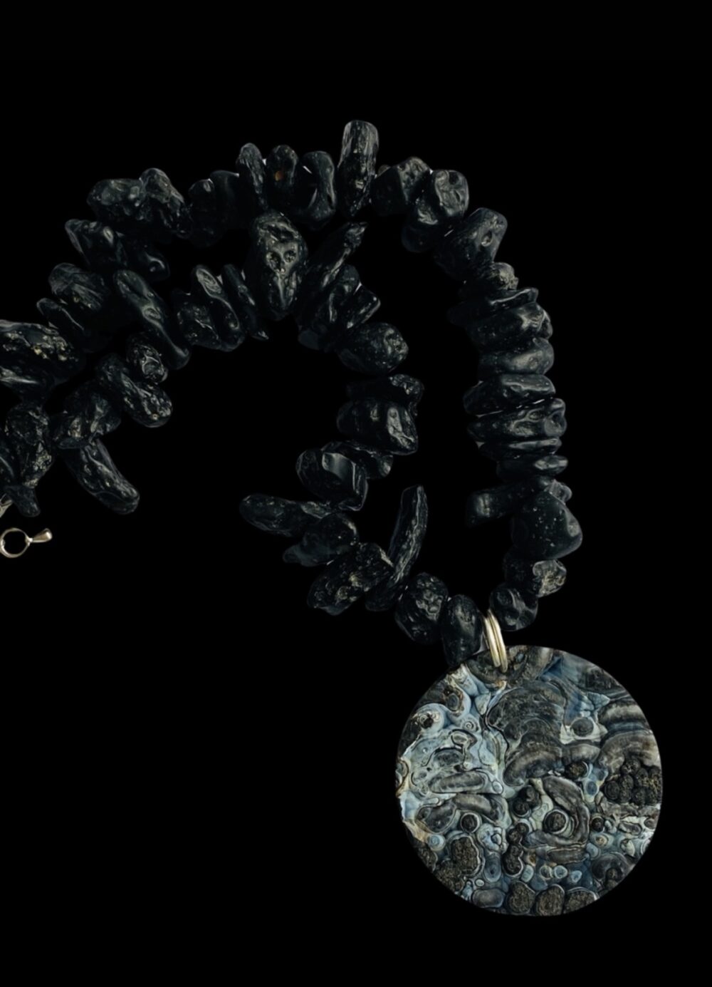 Tektite necklace with Druzy Agate pendant - Image 2