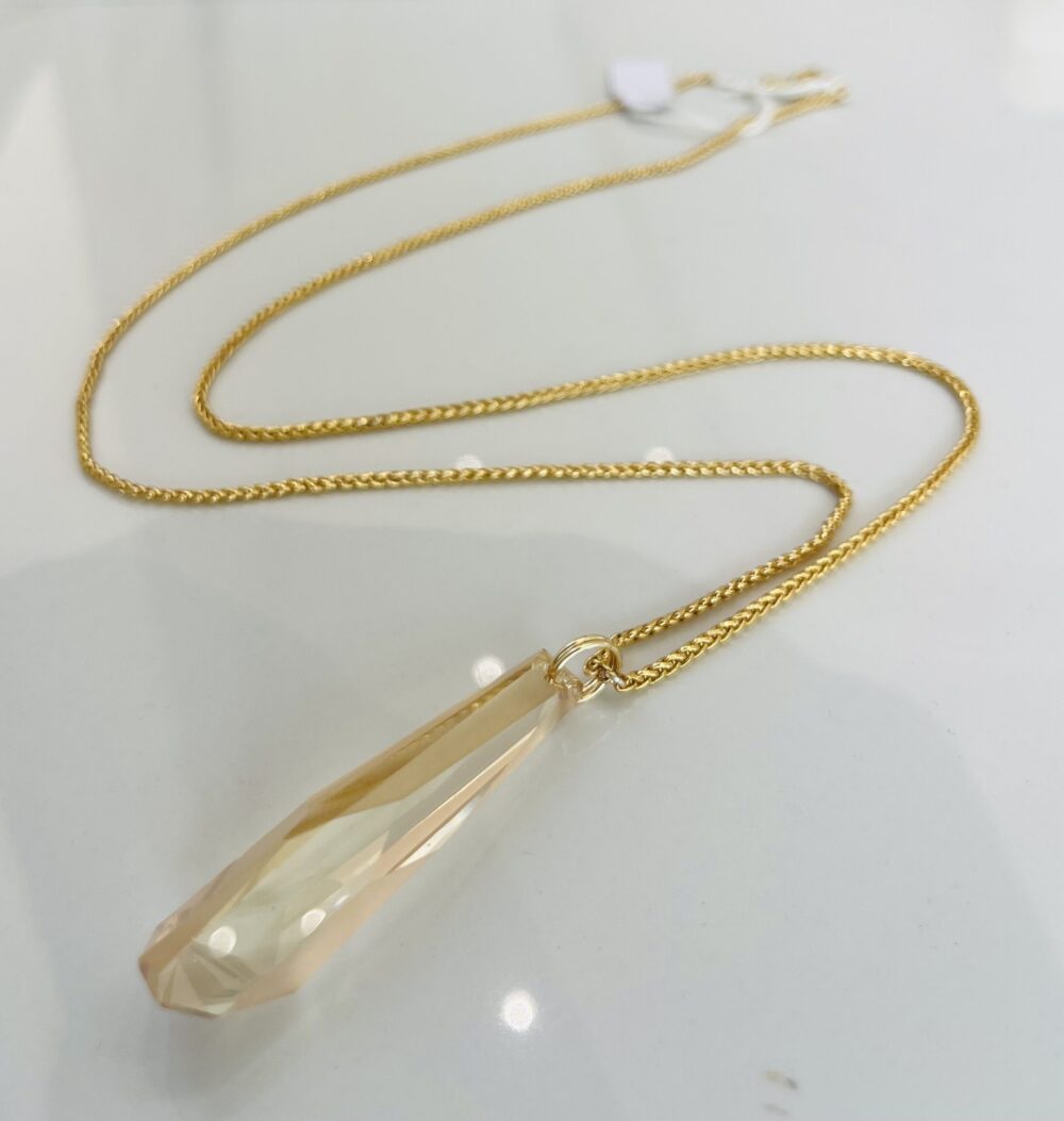 Gold chain crystal pendant necklace