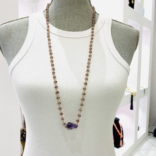 Raw Amethyst Czech crystal necklace