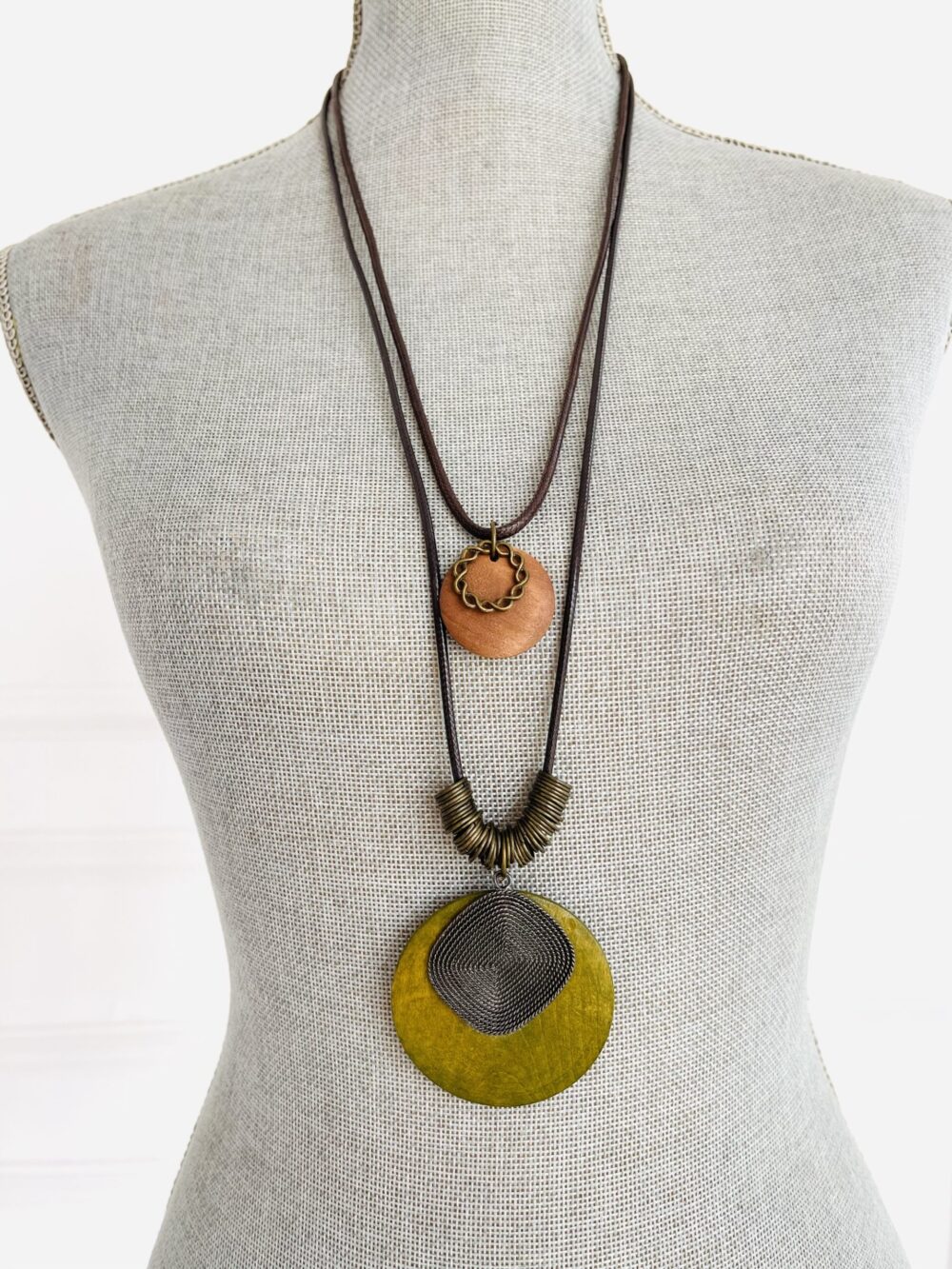 Retro boho leather cord necklace