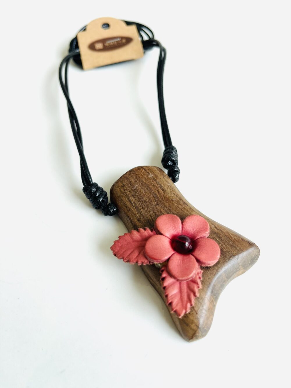 Retro boho leather cord necklace flowers - Image 2