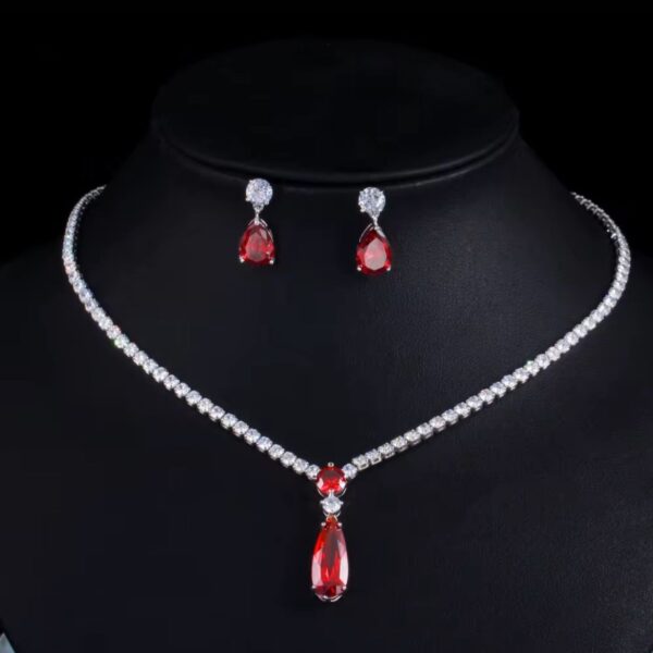 luxury cubic zirconia jewelry set red