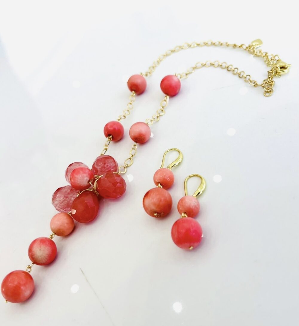 Gemstone “flower” chain necklace set - Image 4