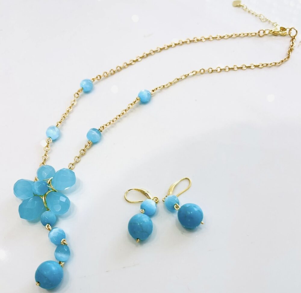 Gemstone “flower” chain necklace set - Image 7