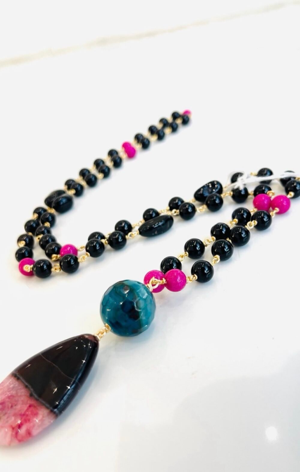 Onyx, Agate mixed gem necklace