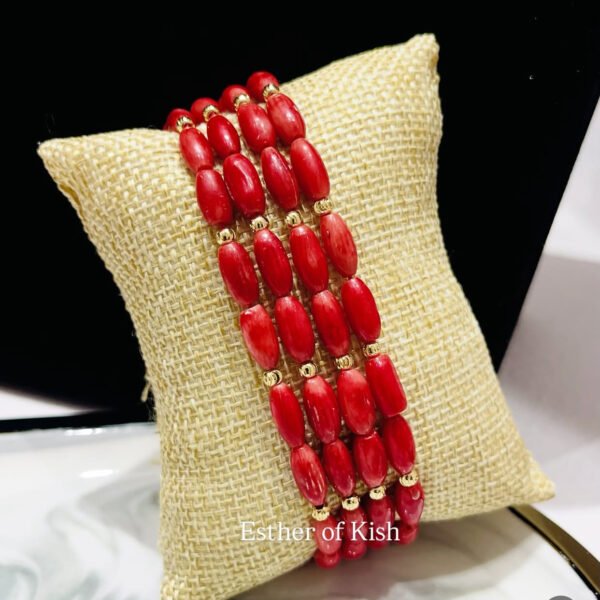 Small red barrel coral bracelets