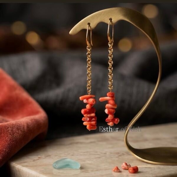 Chip coral chain earrings