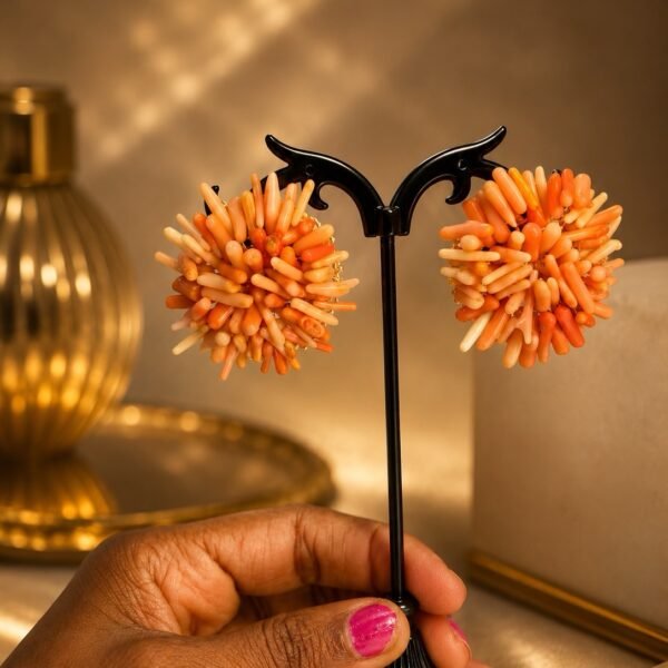 Chip coral stud earrings