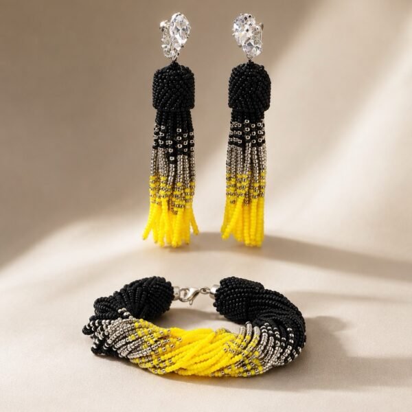 Seed Beads Tassel Earrings Set