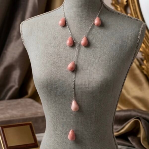 Pink Agate Lariat Necklace