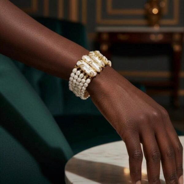 Freshwater pearls ornate clasp bracelet