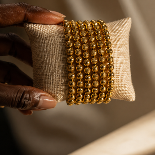 Gold Metal Beads Bracelets Set