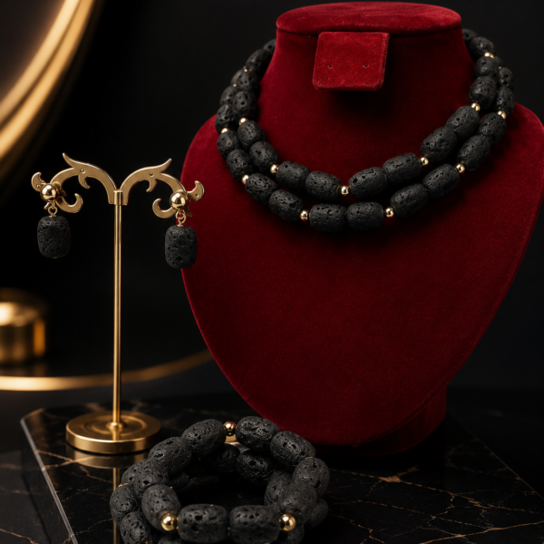 Black Lava Necklace set